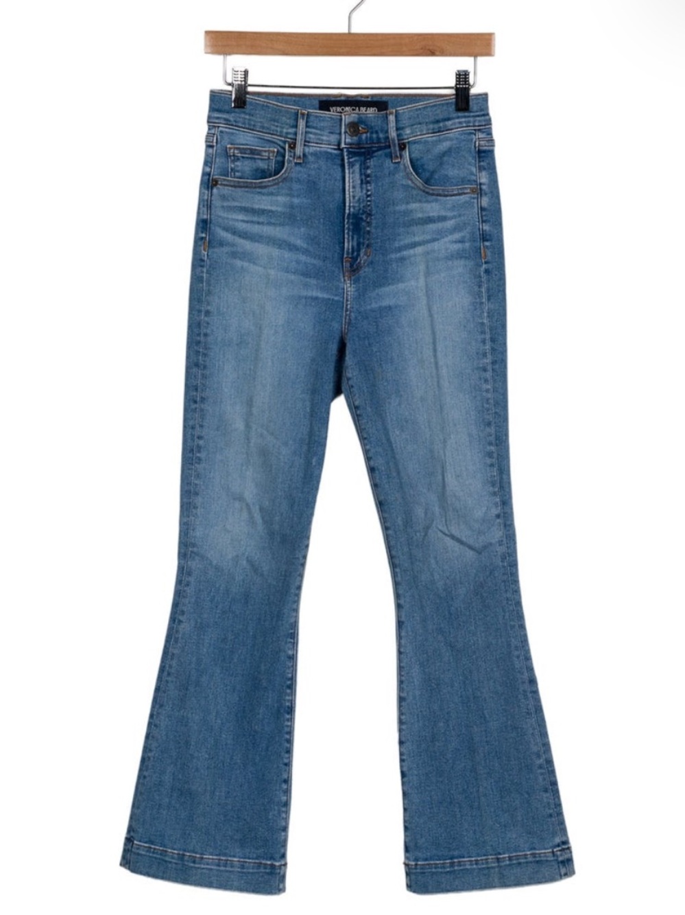 Veronica Beard Mid-Blue High-Rise Wide-Leg Jeans